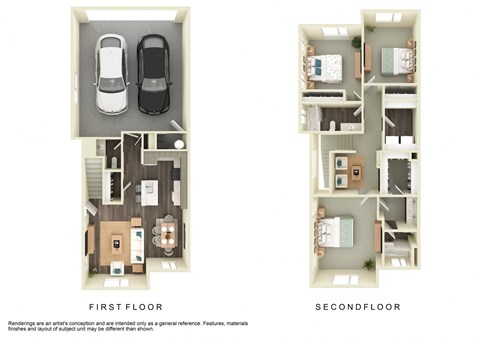 Floor plan for 3 beds, 2.5 baths, 1410 sqft